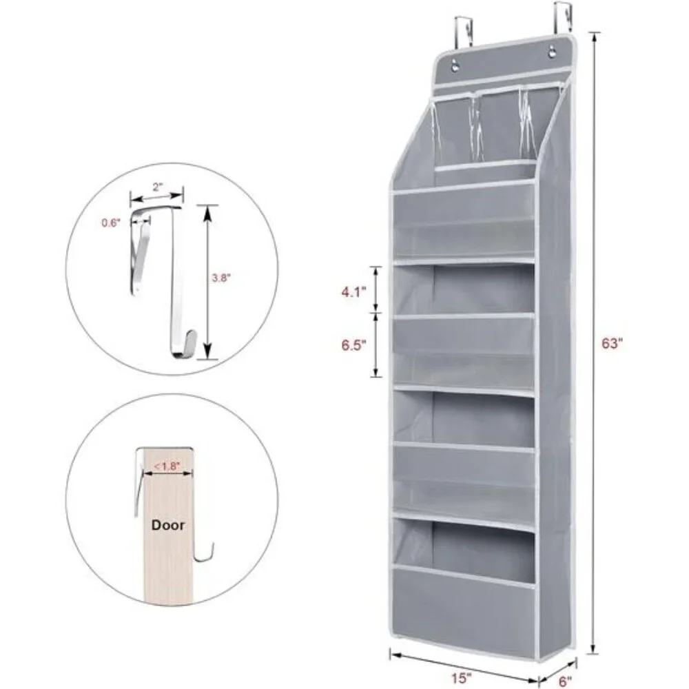 Gray Door Hanging Organizer Nursery Closet Cabinet Baby Storage with 4 Pockets‎